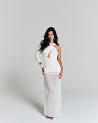 Vestido One Shoulder Longo Off White