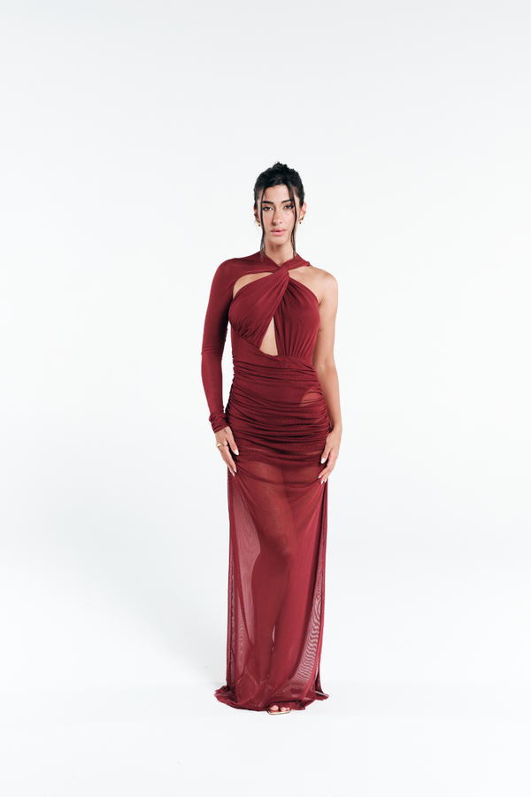 Vestido One Shoulder Longo Vermelho
