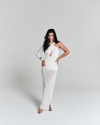 Vestido One Shoulder Longo Off White