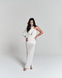 Vestido One Shoulder Longo Off White Vestido One Shoulder Longo Off White