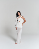 Vestido One Shoulder Longo Off White Vestido One Shoulder Longo Off White