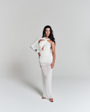 Vestido One Shoulder Longo Off White Vestido One Shoulder Longo Off White
