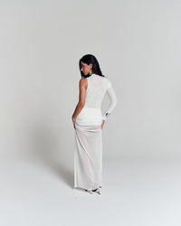 Vestido One Shoulder Longo Off White