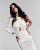 Vestido One Shoulder Longo Off White Vestido One Shoulder Longo Off White
