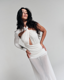Vestido One Shoulder Longo Off White Vestido One Shoulder Longo Off White