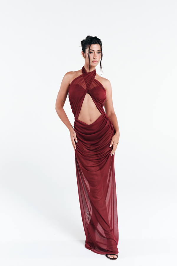 Vestido Tule Solis Vermelho