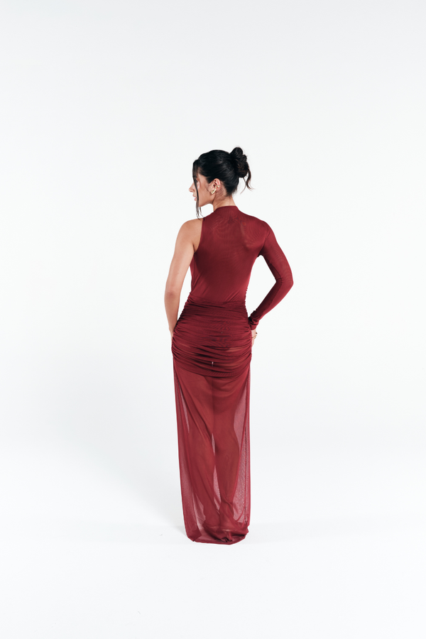 Vestido One Shoulder Longo Vermelho
