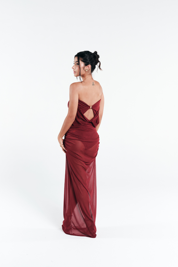 Vestido Tule Solis Vermelho