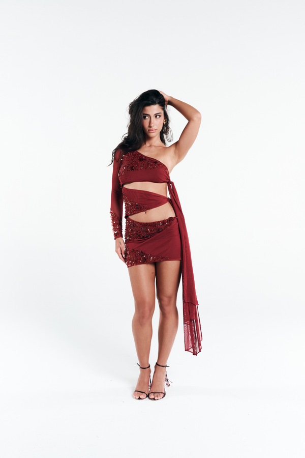 Vestido Amarração Dune Vermelho