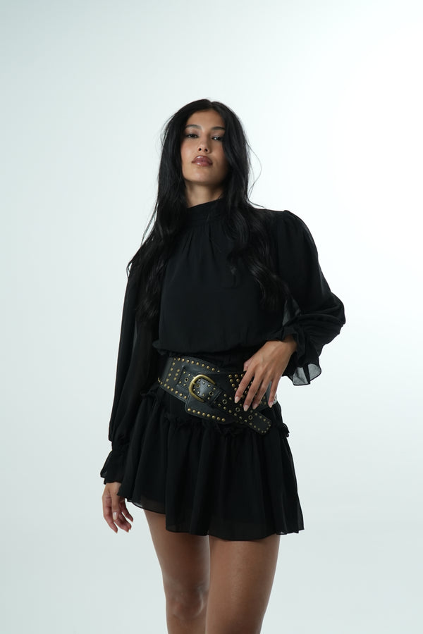 Vestido Babados Decote Costas