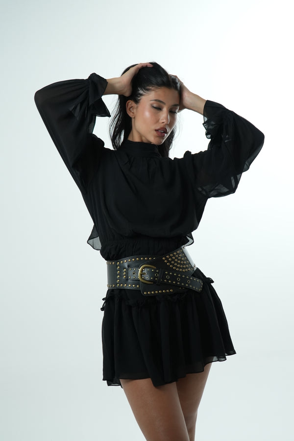 Vestido Babados Decote Costas