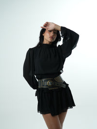 Vestido Babados Decote Costas