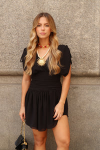 Vestido Drapê Crepe Preto