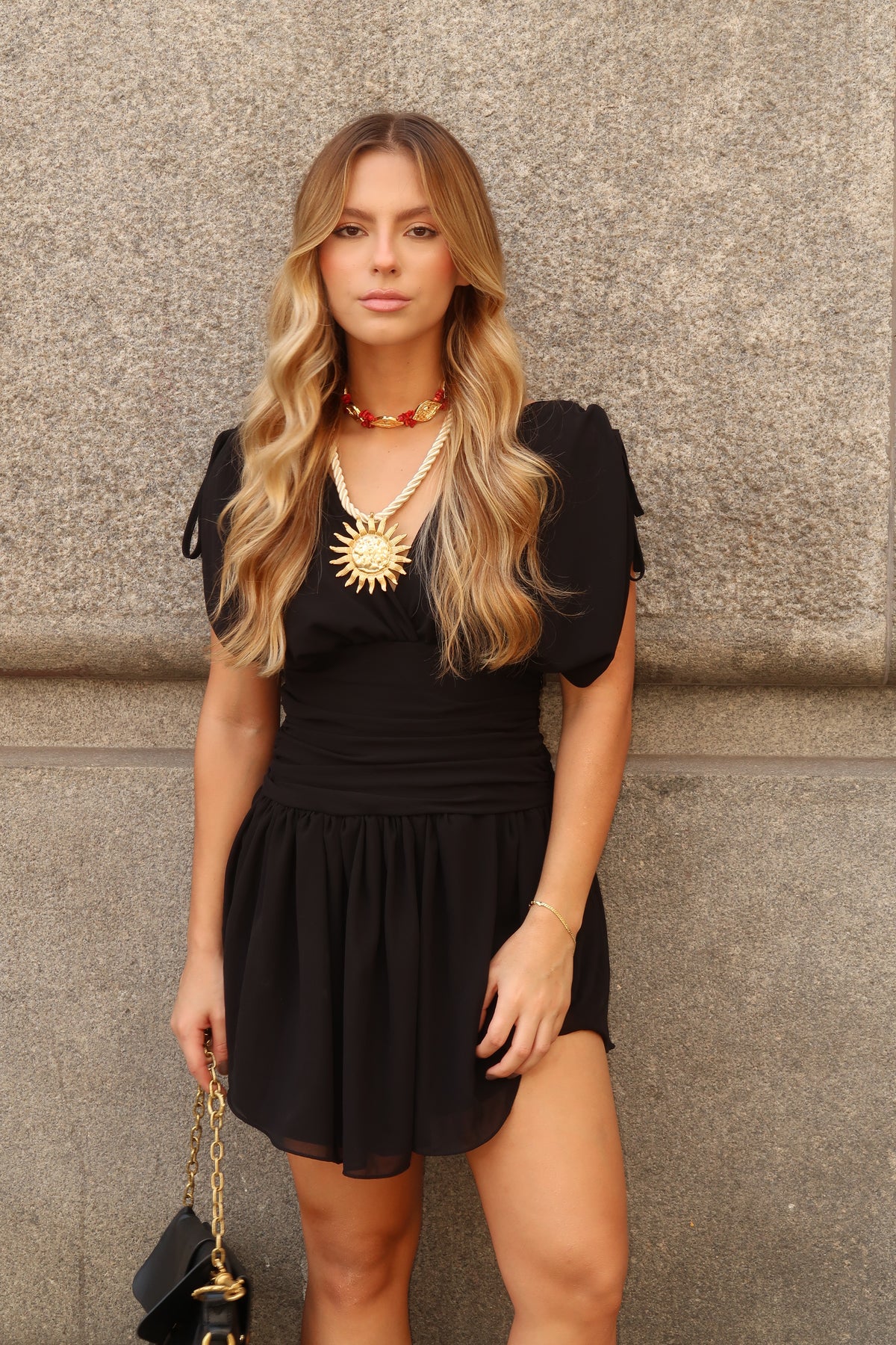 Vestido Drapê Crepe Preto