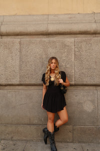 Vestido Drapê Crepe Preto