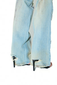 Calça Jeans Cintura Baixa Destroyed