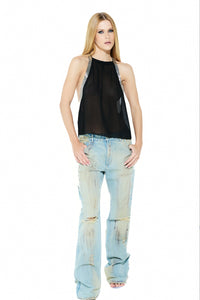 Calça Jeans Cintura Baixa Destroyed