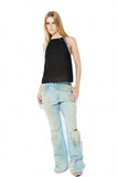 Calça Jeans Cintura Baixa Destroyed