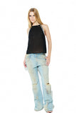 Calça Jeans Cintura Baixa Destroyed