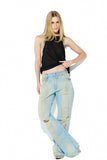 Calça Jeans Cintura Baixa Destroyed