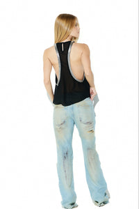 Calça Jeans Cintura Baixa Destroyed