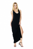 Vestido Longo Decote Malha Preto