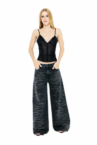 Blusa Tule Bordada Preto