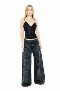 Blusa Tule Bordada Preto