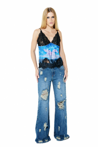 Blusa Paetês Renda Rodeo