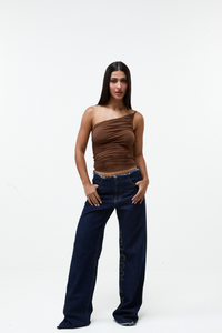 Blusa Drapeada Marrom