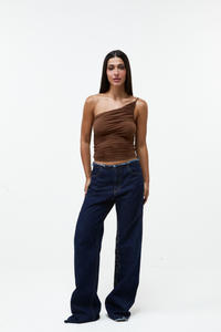 Blusa Drapeada Marrom