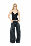 Blusa Tule Bordada Preto