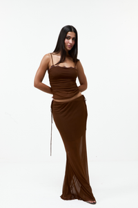 Regata Tule Renda Marrom