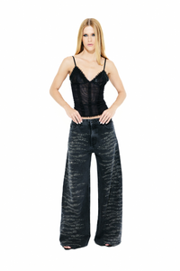 Blusa Tule Bordada Preto
