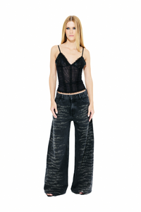 Blusa Tule Bordada Preto