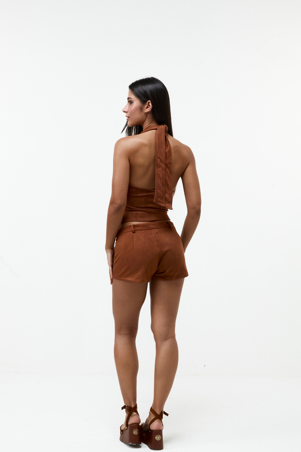 Mini Shorts Studs Camurça