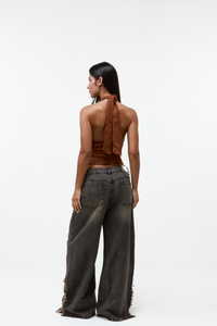 Calça Jeans Alfinetes Marrom