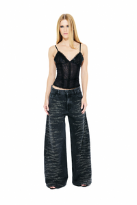Blusa Tule Bordada Preto