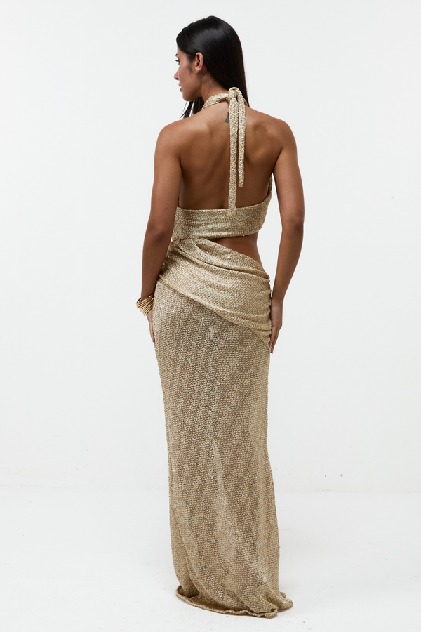 Vestido Longo Shimmer Mesh