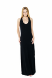 Vestido Longo Decote Malha Preto