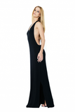 Vestido Longo Decote Malha Preto
