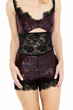 Blusa Paetês Renda Bordô