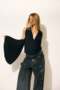 Blusa Manga Longa Malha Preta