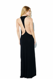 Vestido Longo Decote Malha Preto