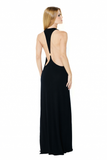 Vestido Longo Decote Malha Preto