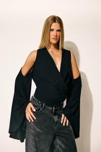 Blusa Manga Longa Malha Preta