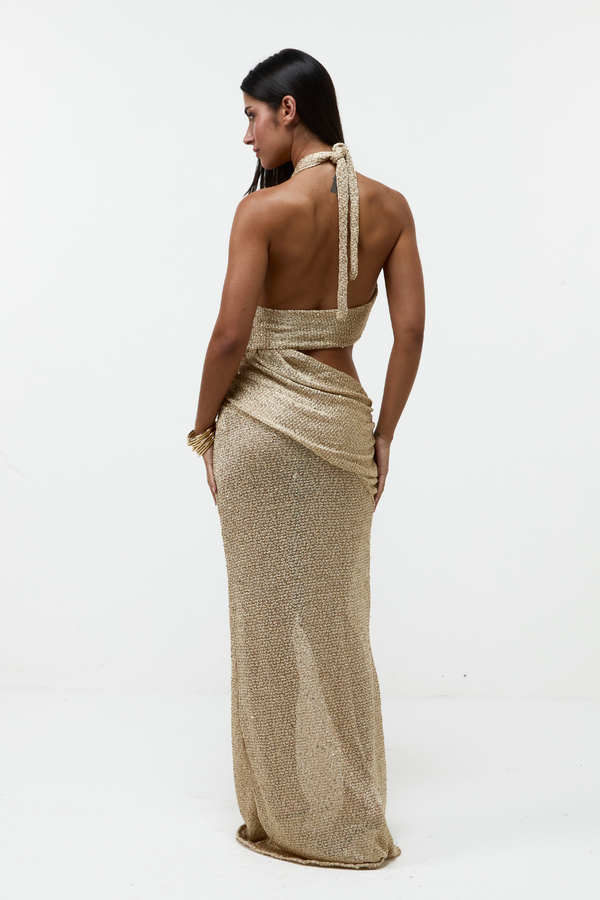 Vestido Longo Shimmer Mesh