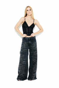 Blusa Tule Bordada Preto