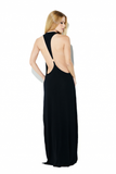 Vestido Longo Decote Malha Preto