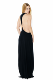 Vestido Longo Decote Malha Preto